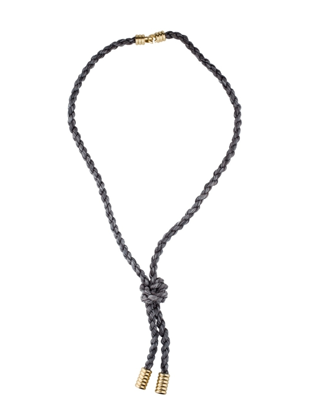 Braided Knot Lariat Necklace — And Bracelet  Set Charcoal with Gold Accents New